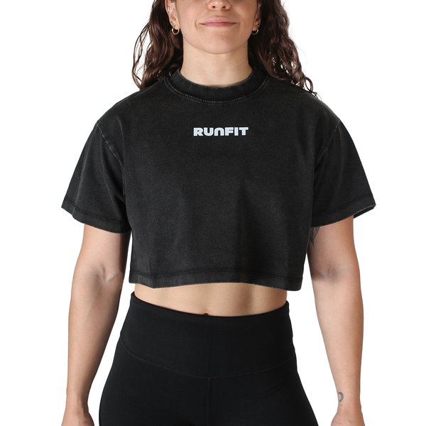 Playera - Crop Top Classic RUNFIT Ceniza