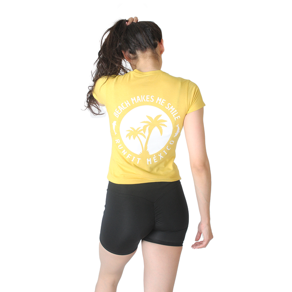 Playera_ Beach makes me smile_ Yellow DAMA