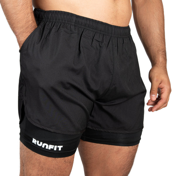 Short RUNNING 2 en 1 RUNFIT - Negro - negro