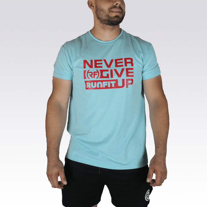Playera - Never give up - RunFit - go for it